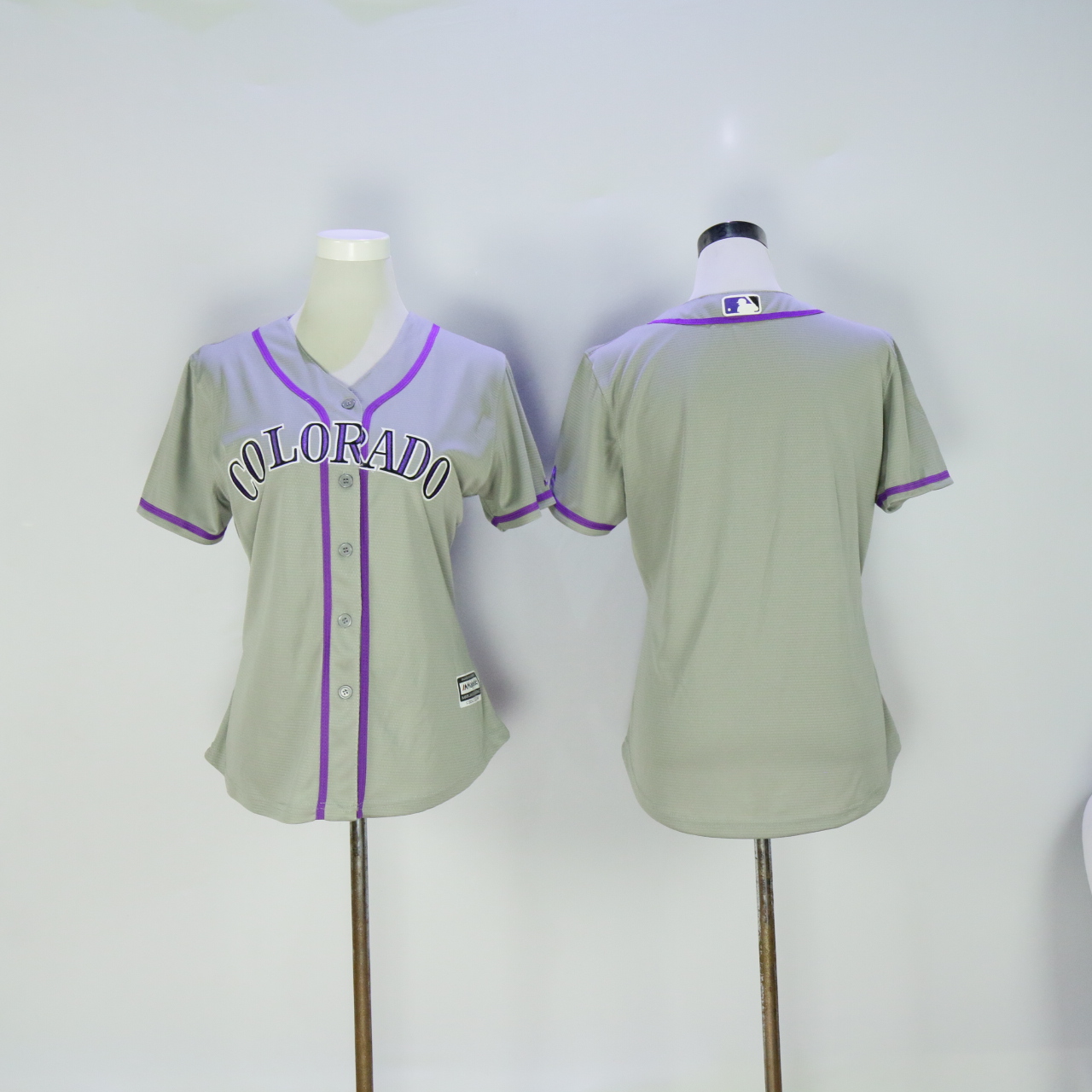 Women Colorado Rockies Blank Grey MLB Jerseys